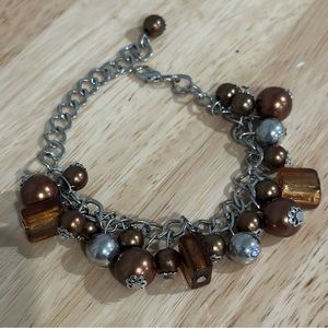 ✨Bronze Beaded Charm Bracelet Adjustable Up To 9”